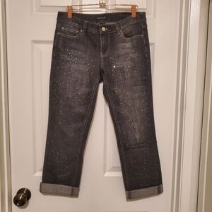 White House Black Market Rhinestone Noir Jeans Size 2